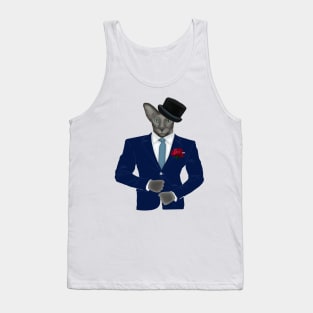 Gentleman Cat in suit, hats and with flowers Tank Top